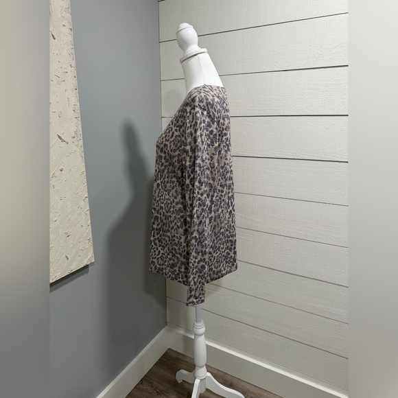 Chico's Animal Print Long Sleeve Top - Gray and Tan - Picture 3 of 6
